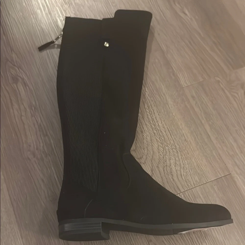 Anne Klein Size 6.5 Black Suede/Elastic Knee High Riding Boots NEW Audrey iFlex
